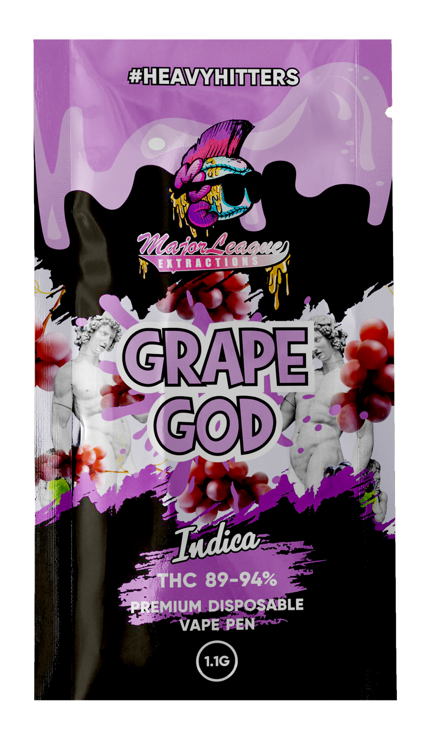 Major League Extractions Indica Disposable Vape Pens, Flavour/Strain: Grape God