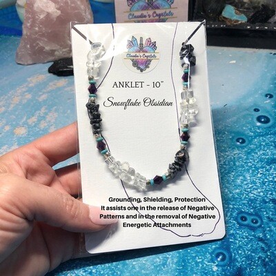 SNOWFLAKE OBSIDIAN - Anklet 10” - Shielding, Protection, Self Awareness