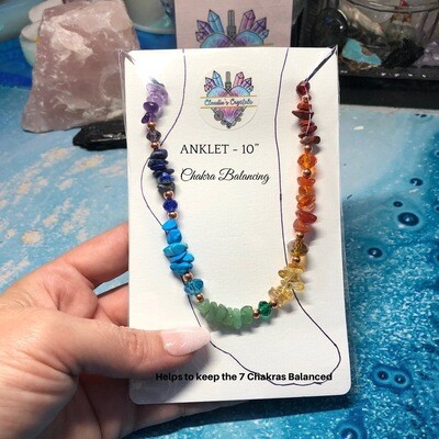 CHAKRA BALANCING - Anklet 10” - Helps balance ALL 7 Chakras