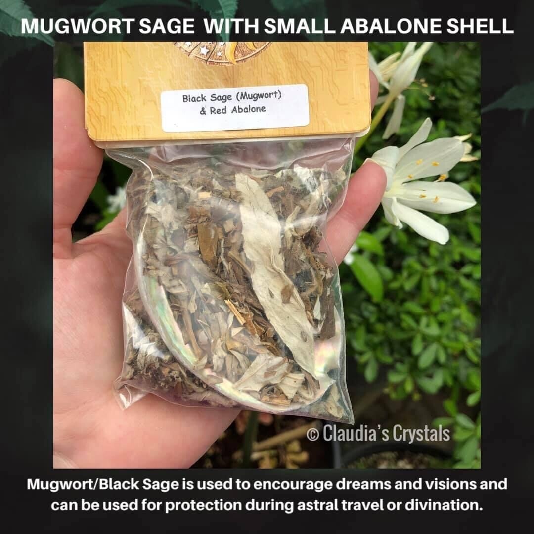 SAGE - MUGWORT WITH 3” ABALONE SHELL