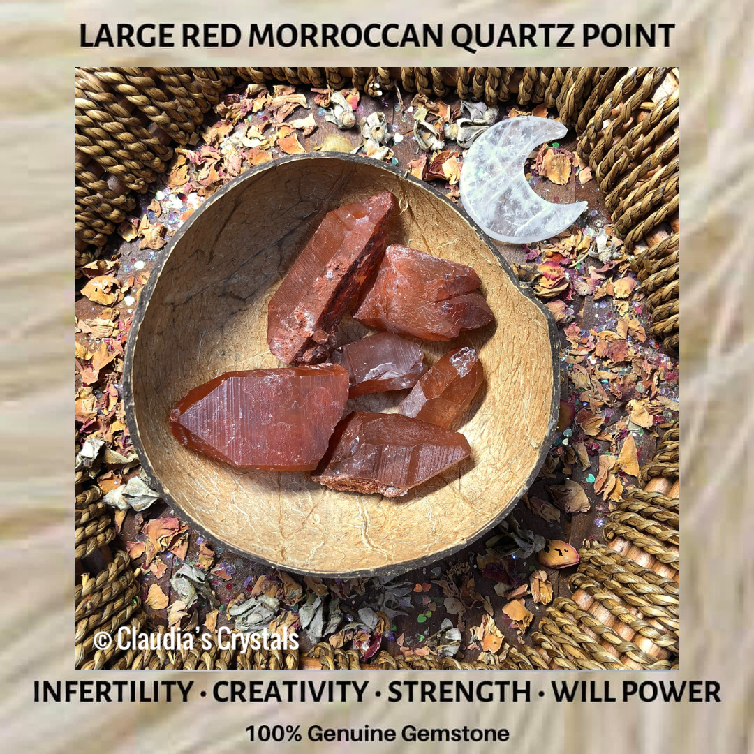 MOROCCAN RED DRAGON QUARTZ POINT - (Lg)