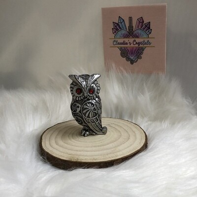 RESIN ANTIQUED SILVER OWL