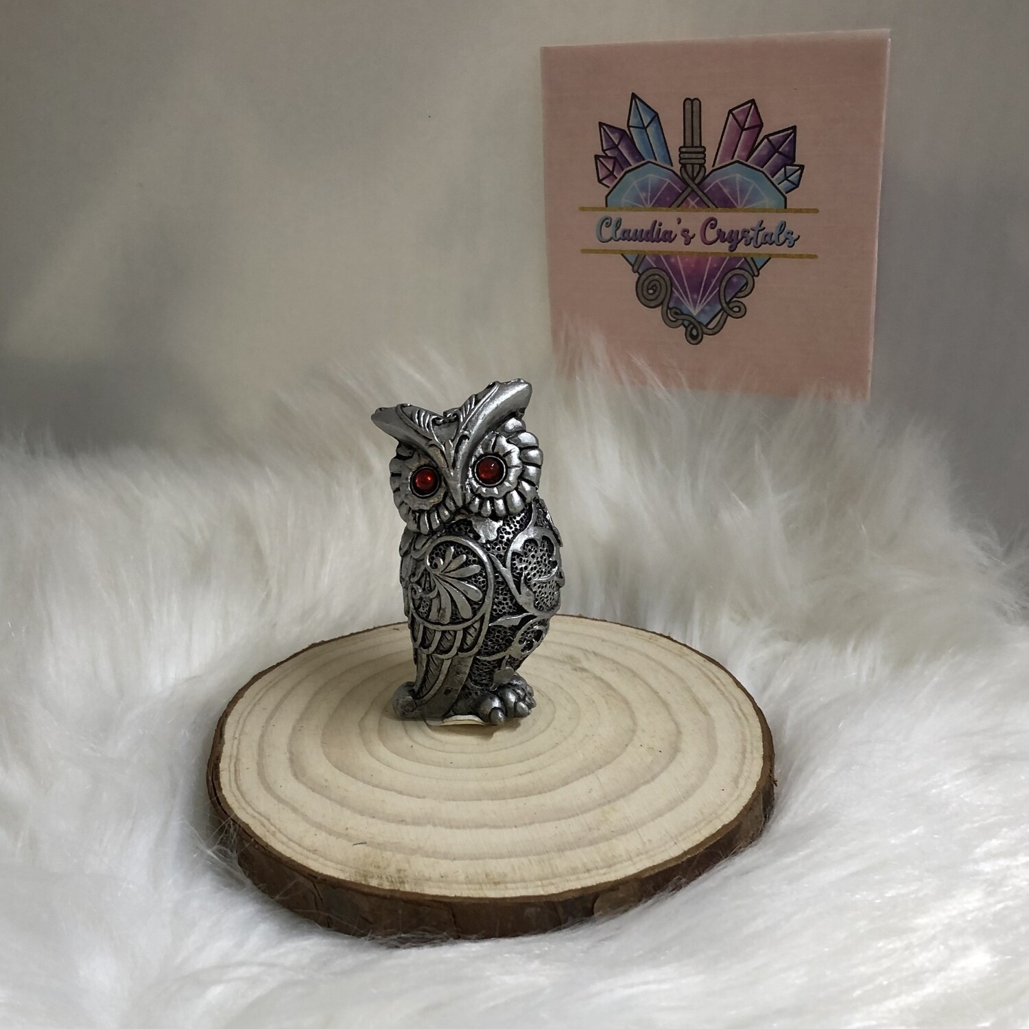 RESIN ANTIQUED SILVER OWL