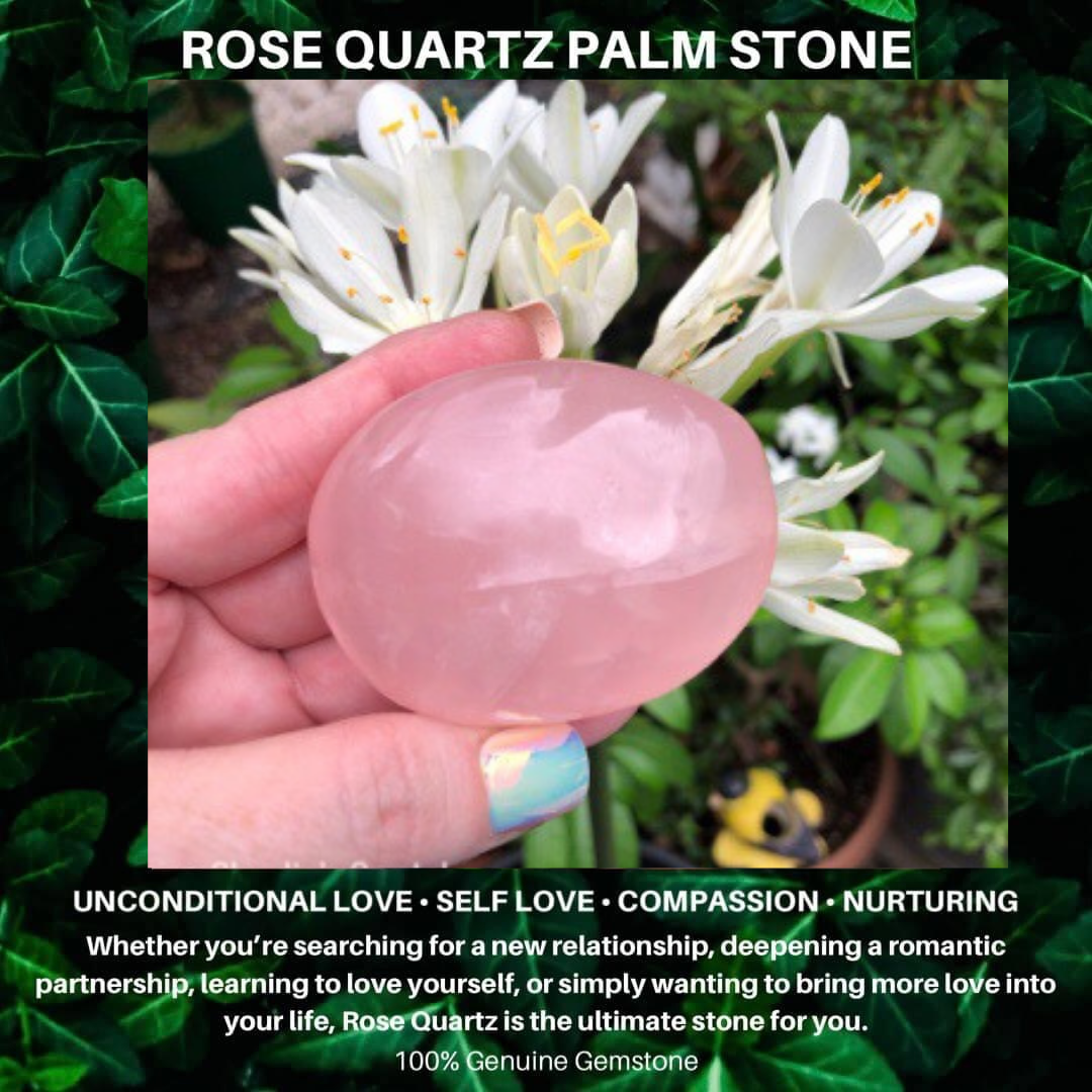 ROSE QUARTZ - PALM STONE - Love, Peace, Comforting