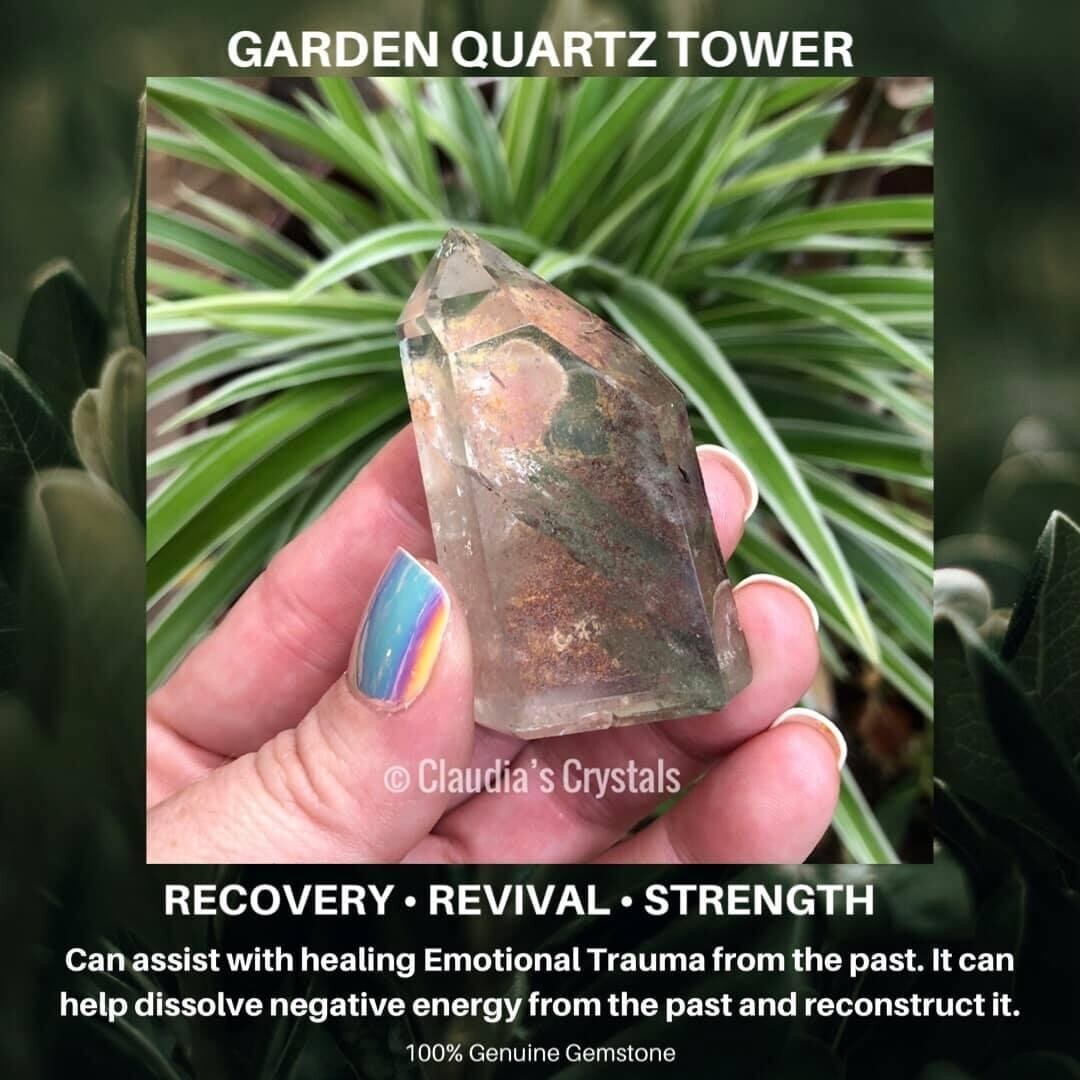 GARDEN QUARTZ - TOWER - Grounding, Transmutes Negativity, Spirituality