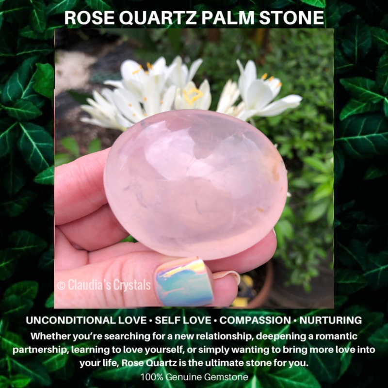 ROSE QUARTZ - PALM STONE - Love, Peace, Comforting