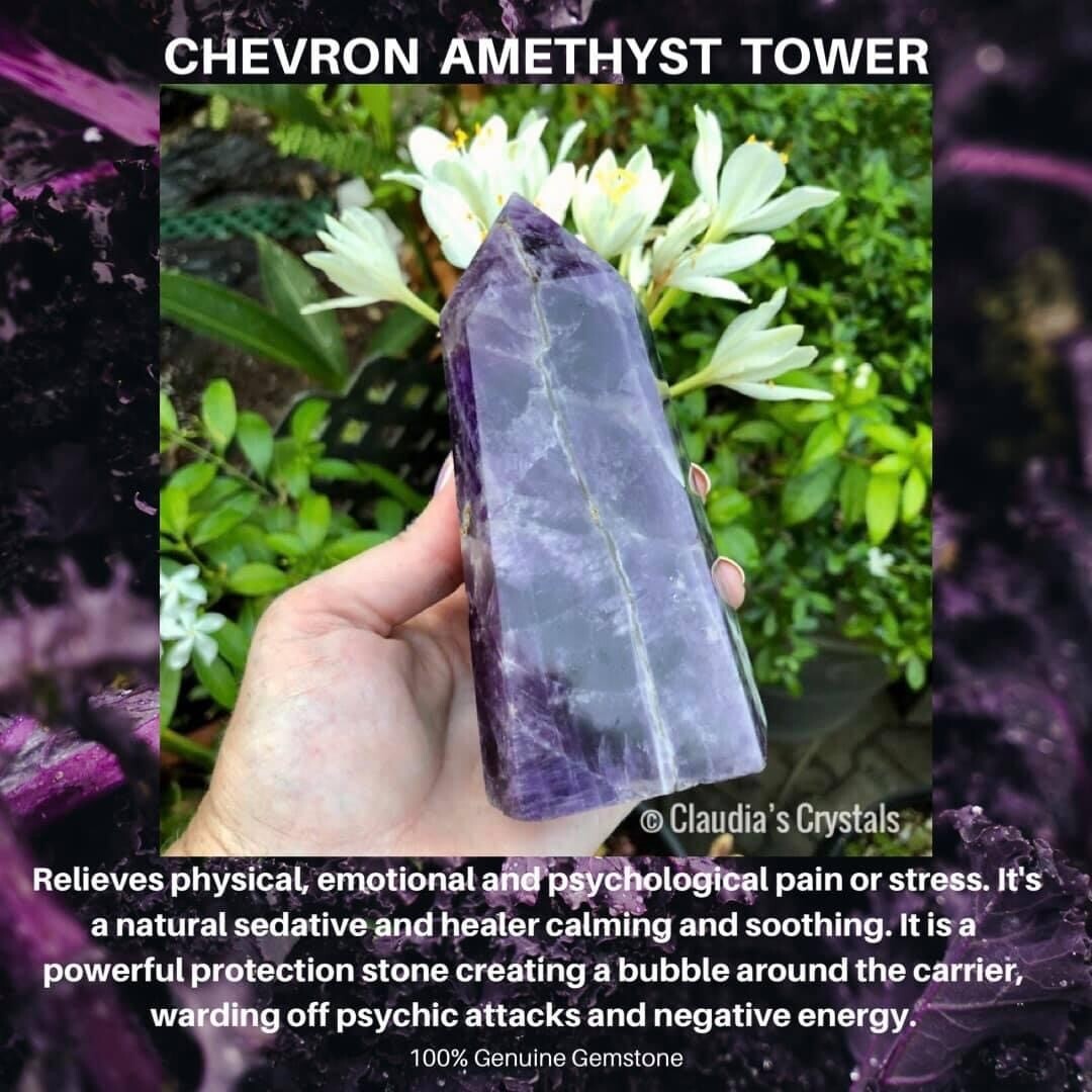 CHEVRON AMETHYST - Polished Tower - 13cm