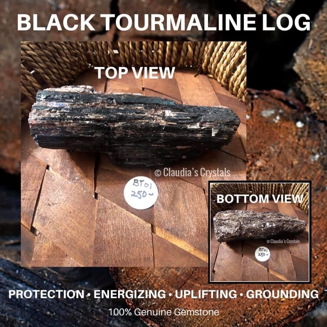 BLACK TOURMALINE &amp; MICA LOG - 11.5cm