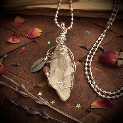 HIDDINITE, PINK TOURMALINE &amp; BLUE SAPPHIRE - Sterling Silver - Gemstone Crystal Therapy Pendant