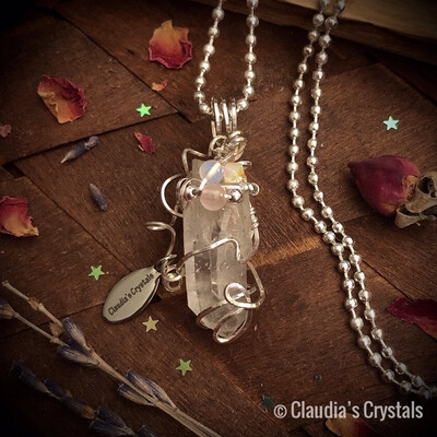 SOUL MATE QUARTZ POINT - Sterling Silver - Gemstone Crystal Therapy Pendant