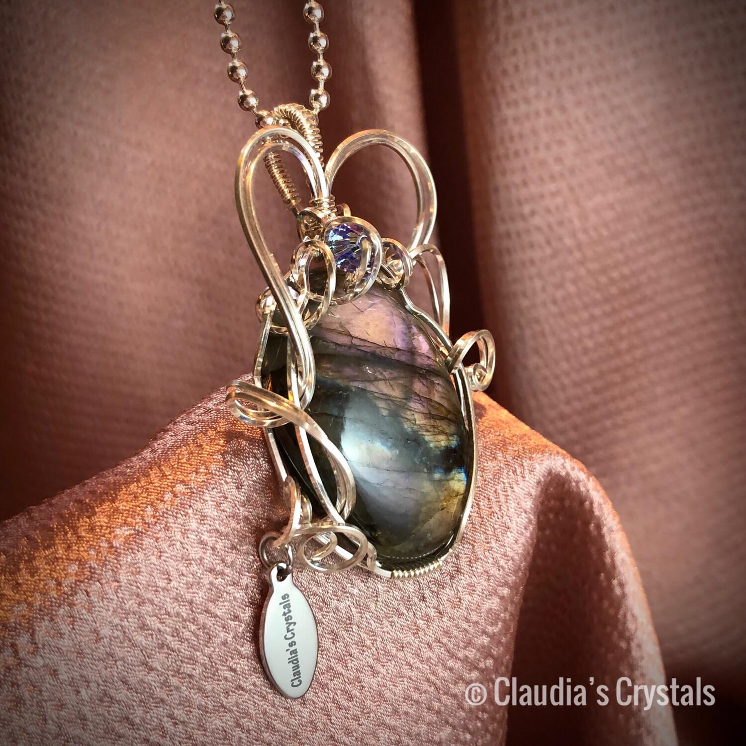LABRADORITE - Sterling Silver Pendant - Protection, Energizing, Focus
