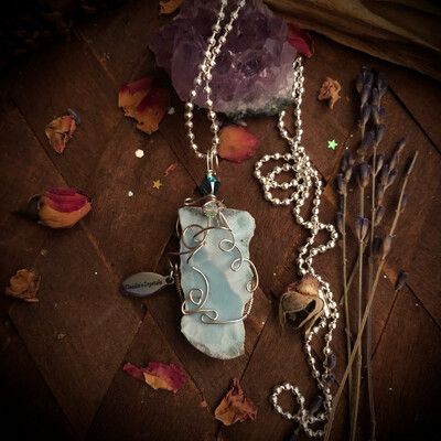 LARIMAR - Sterling Silver Pendant - Nurturing, Love, Uplifting