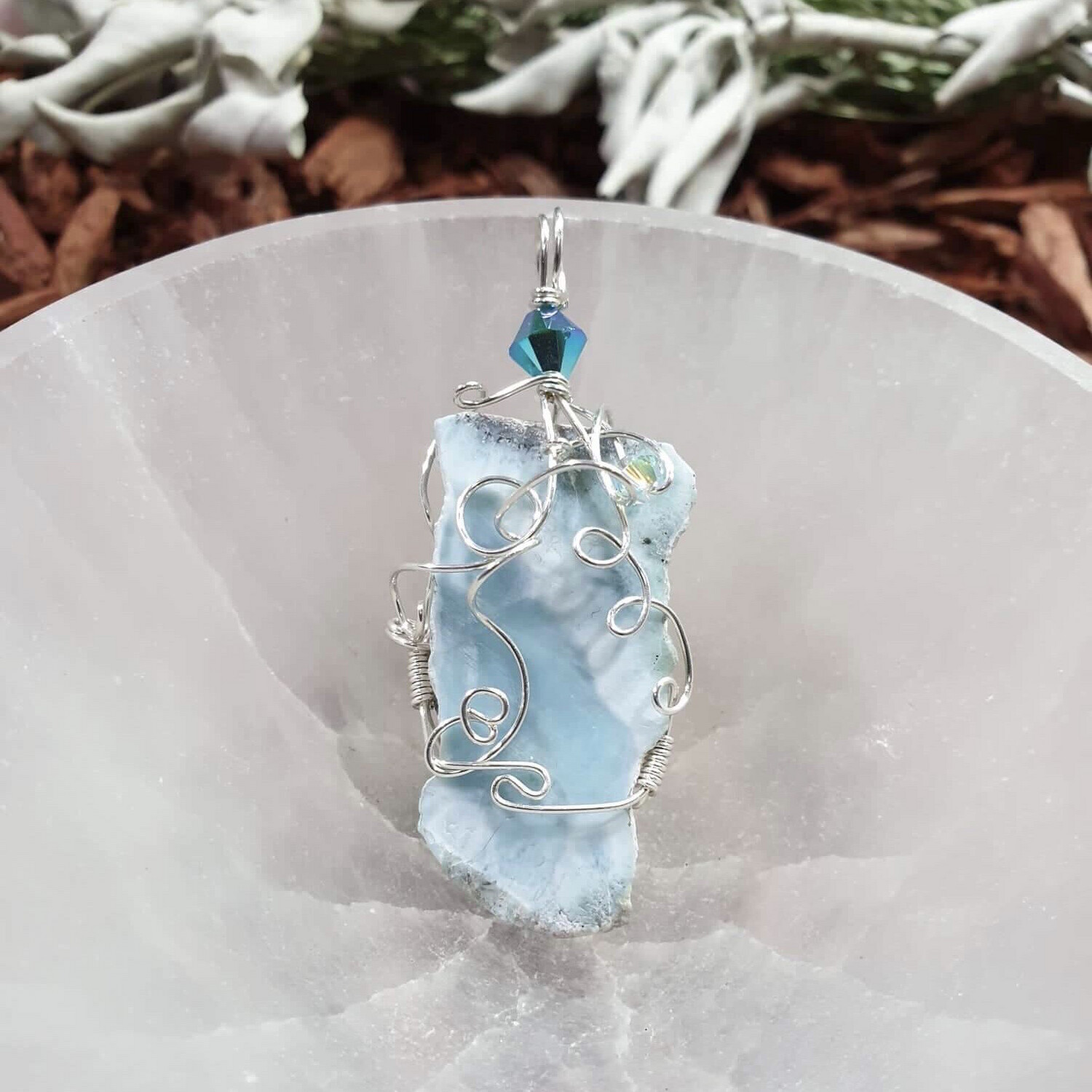 LARIMAR - Sterling Silver Pendant - Nurturing, Love, Uplifting