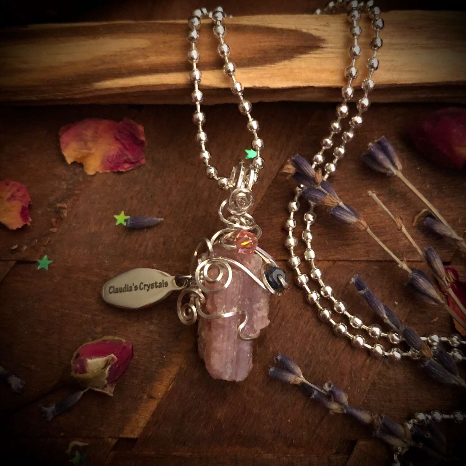 PINK TOURMALINE - Sterling Silver Pendant - Stress Relief, Love, Calming