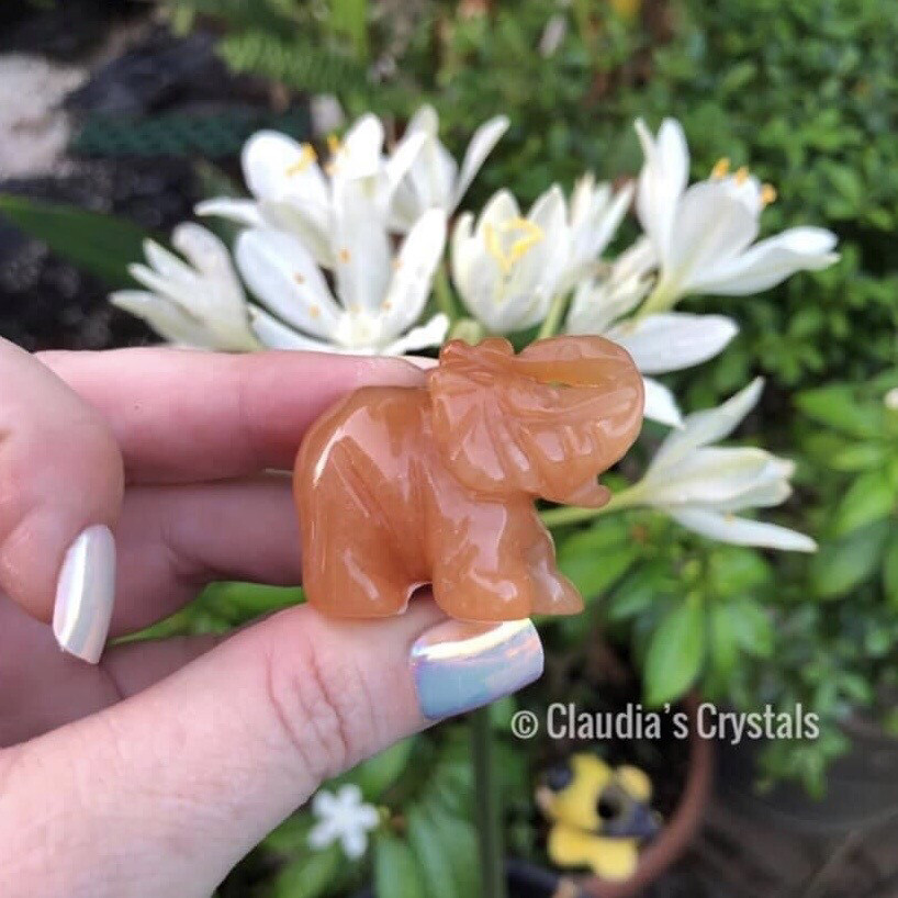 RED AVENTURINE ELEPHANT - 1.5&quot;