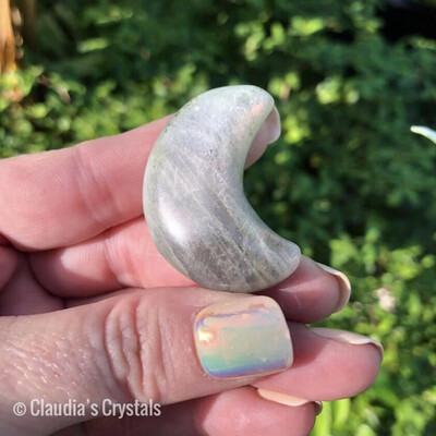LABRADORITE CRESCENT MOON - 1.5&quot;