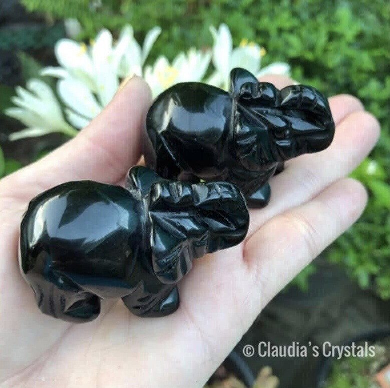 BLACK OBSIDIAN ELEPHANT - 2&quot; - Protection, Grounding, Shielding