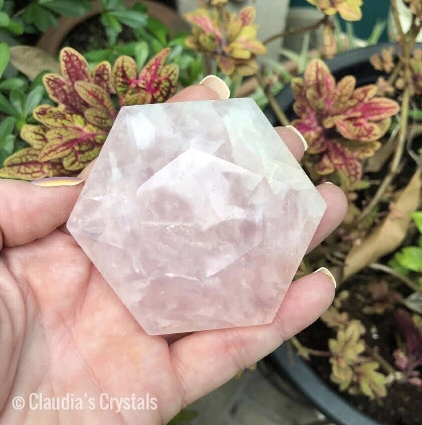 ROSE QUARTZ HEXAGON - 3&quot;