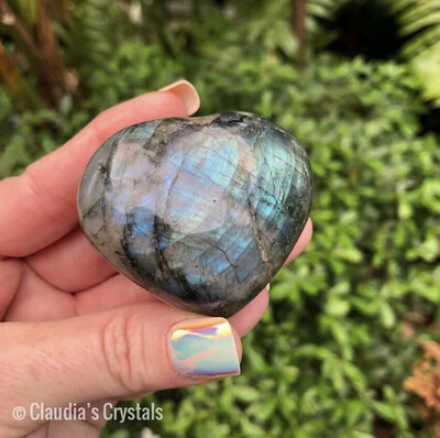 LABRADORITE PUFF HEART - 2.2&quot;