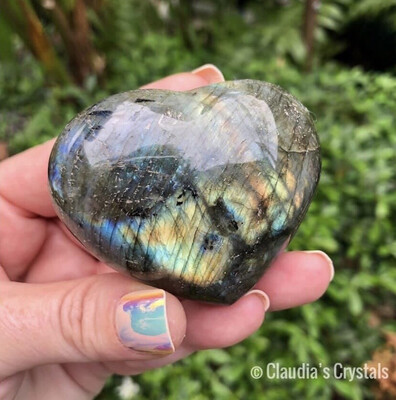 LABRADORITE PUFF HEART - 2.5&quot;