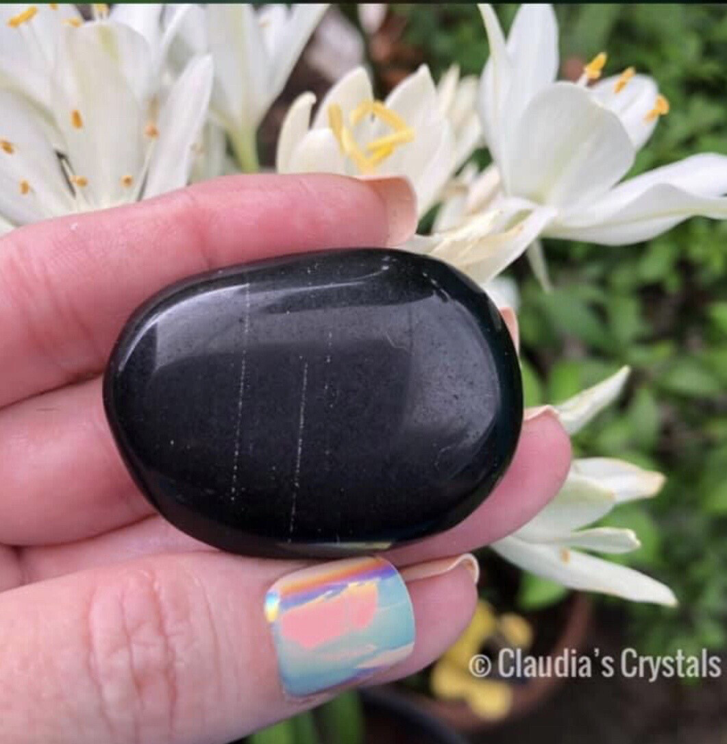 BLACK OBSIDIAN - PALM STONE - 4.2cm - Protection, Grounding, Shielding