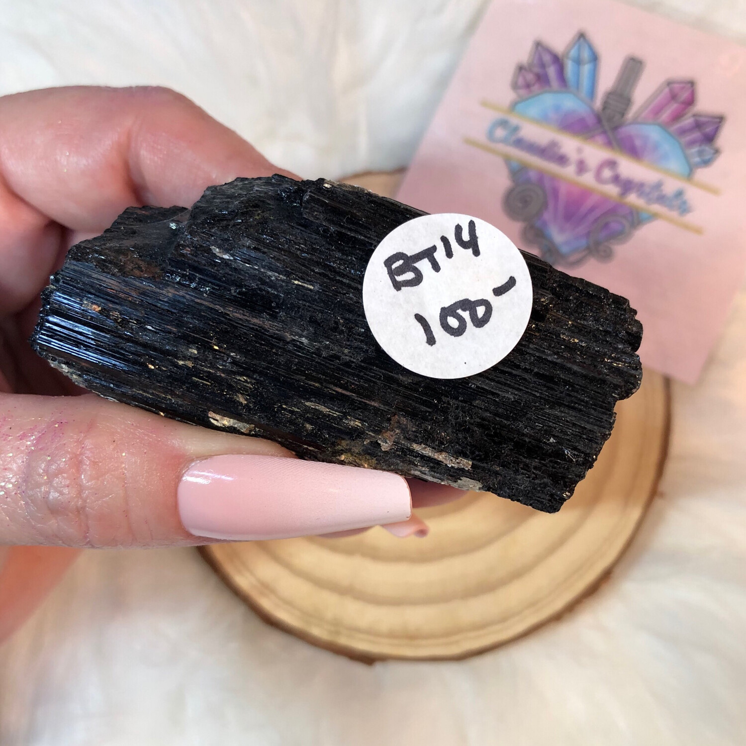 BLACK TOURMALINE LOG - 6.5cm - Protection, Grounding, Energizing