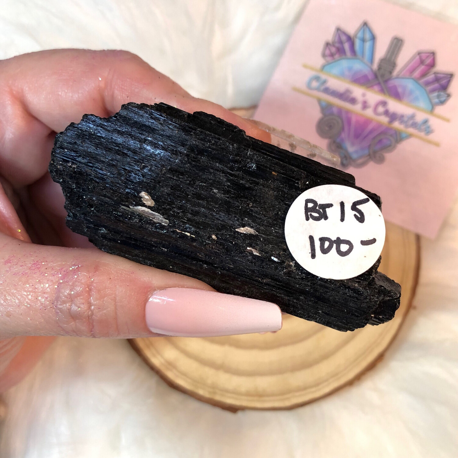 BLACK TOURMALINE LOG - 7.5cm - Protection, Grounding, Energizing