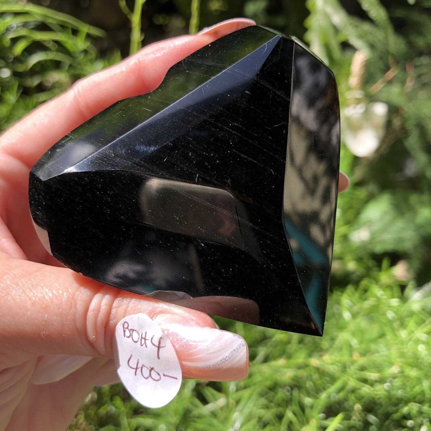 BLACK OBSIDIAN FACETED HEART