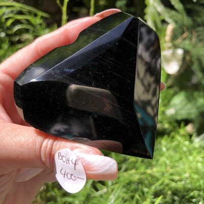 BLACK OBSIDIAN FACETED HEART