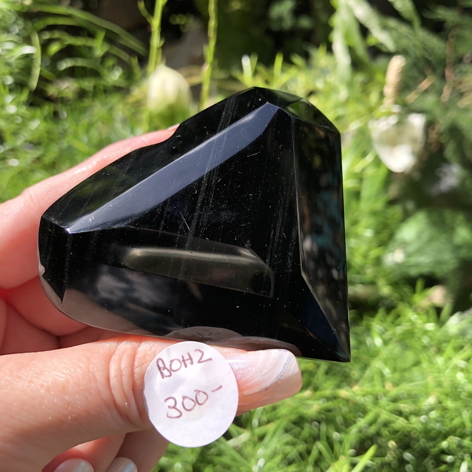BLACK OBSIDIAN FACETED HEART - Mexico