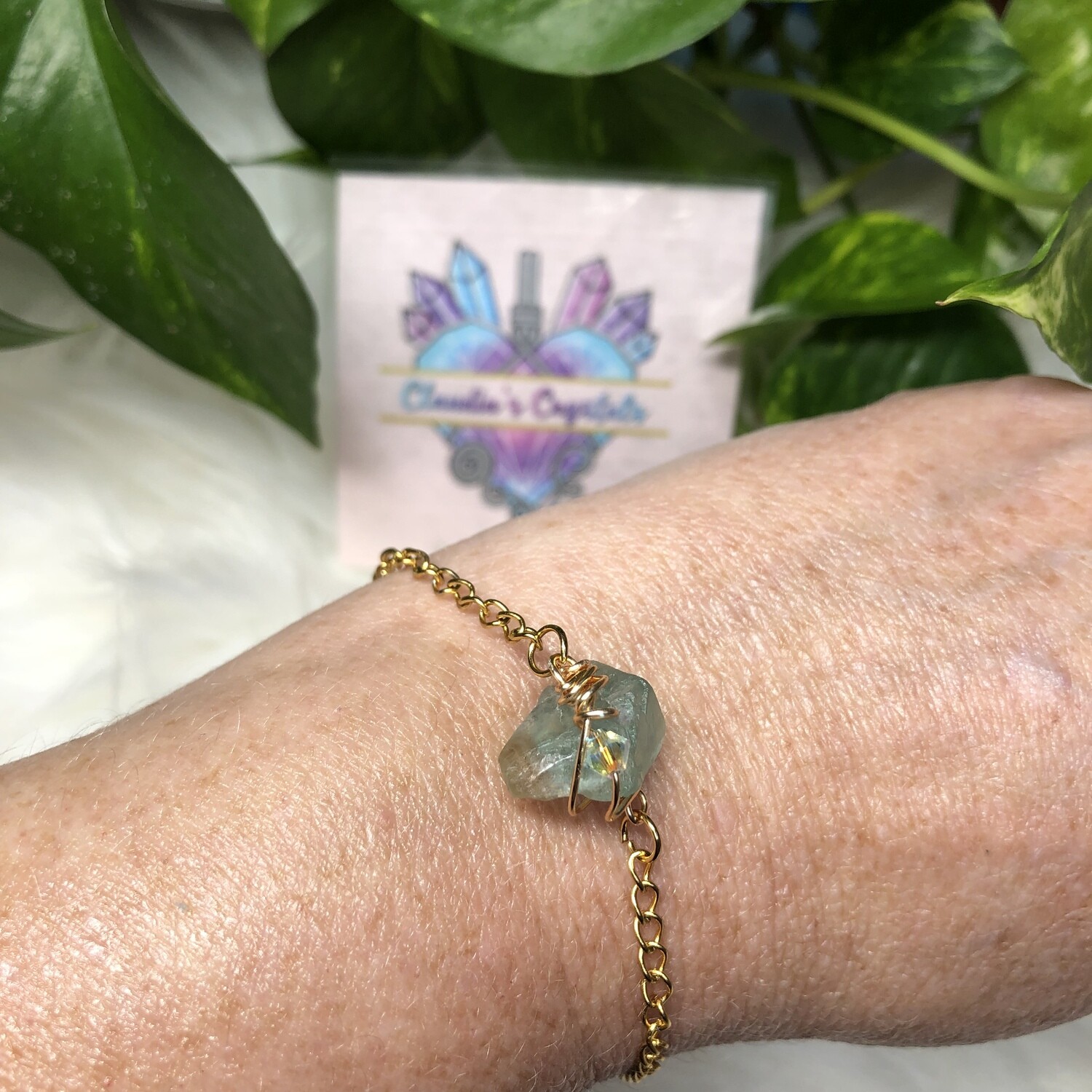RAINBOW FLUORITE (Raw) - Adjustable Gemstone Bracelet - 7” Length