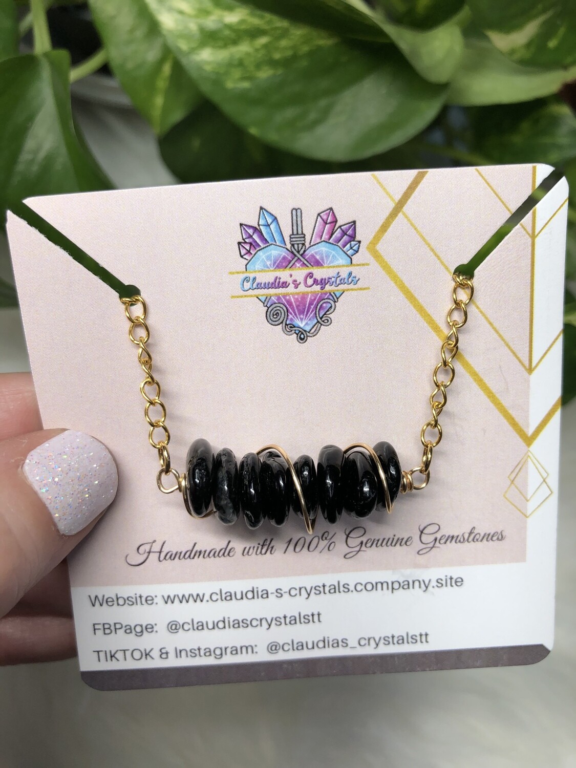 BLACK TOURMALINE - Gemstone Adjustable Bracelet - 7&quot; length
