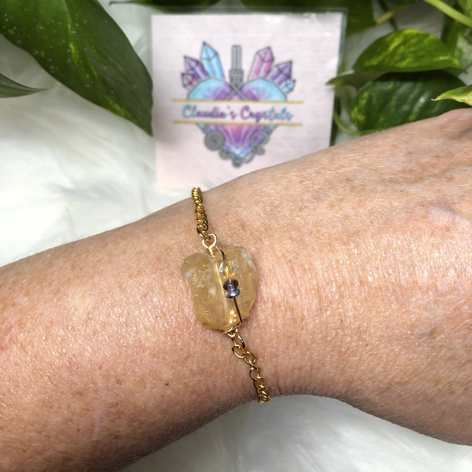 CITRINE (Raw) - Gemstone Adjustable Bracelet - 7&quot; length