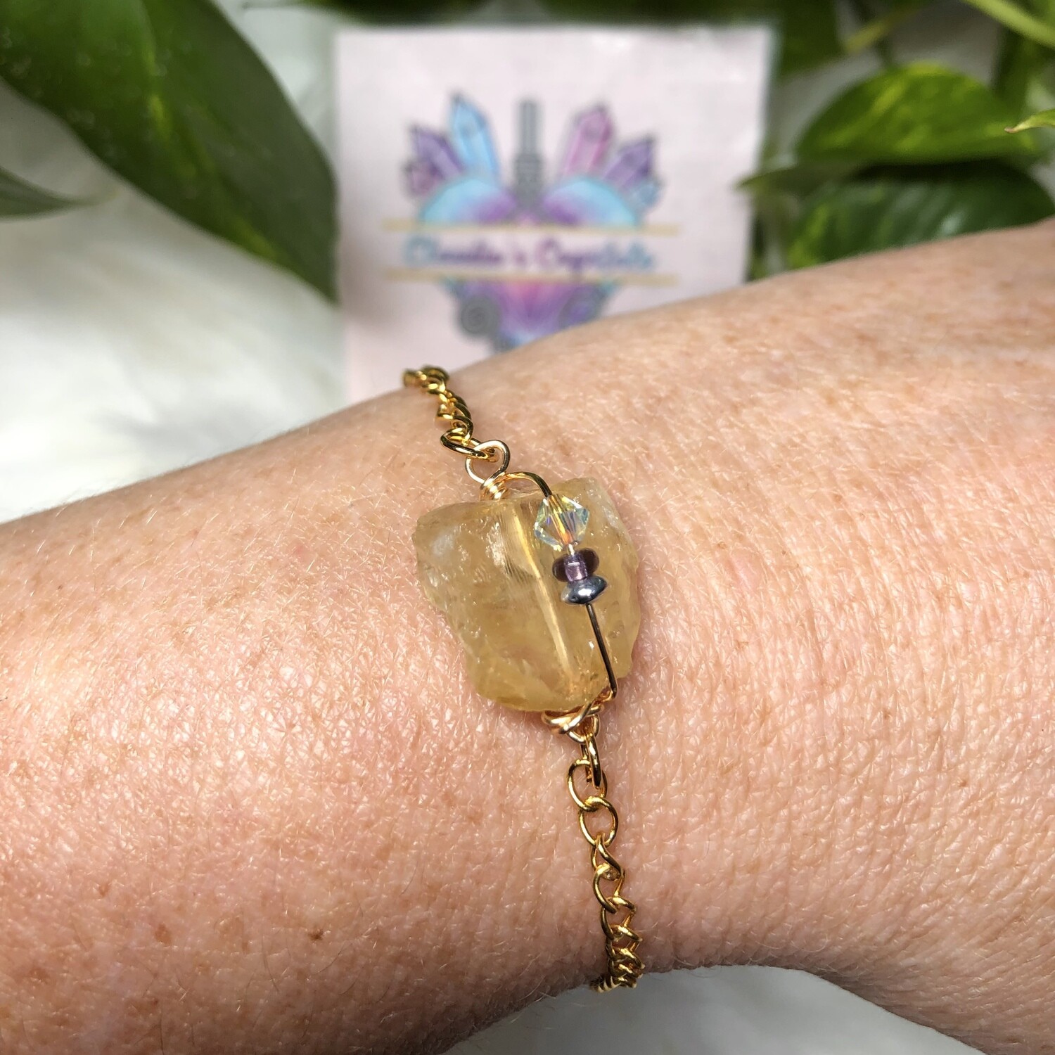 CITRINE (Raw) - Gemstone Adjustable Bracelet - 7&quot; length