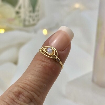 MIDI ADJUSTABLE RING - 14K Gold Filled  - ETHIOPIAN OPAL - Uplifting, Strength, Positivity