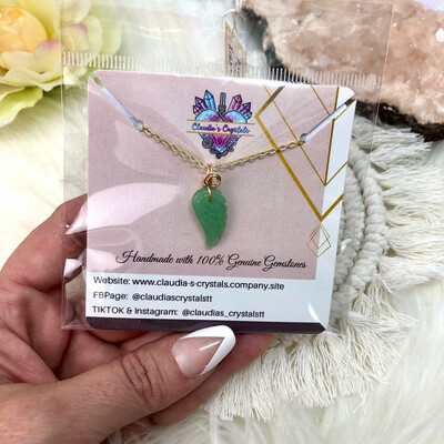 GREEN AVENTURINE ANGEL WING - Gemstone Pendant