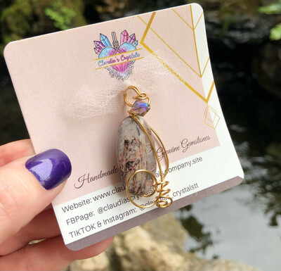 NEEDLE JASPER - Gold Plated Pendant - Positivty, Calming, Strength