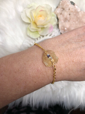 CITRINE (Raw) - Gemstone Adjustable Bracelet - 7&quot; length