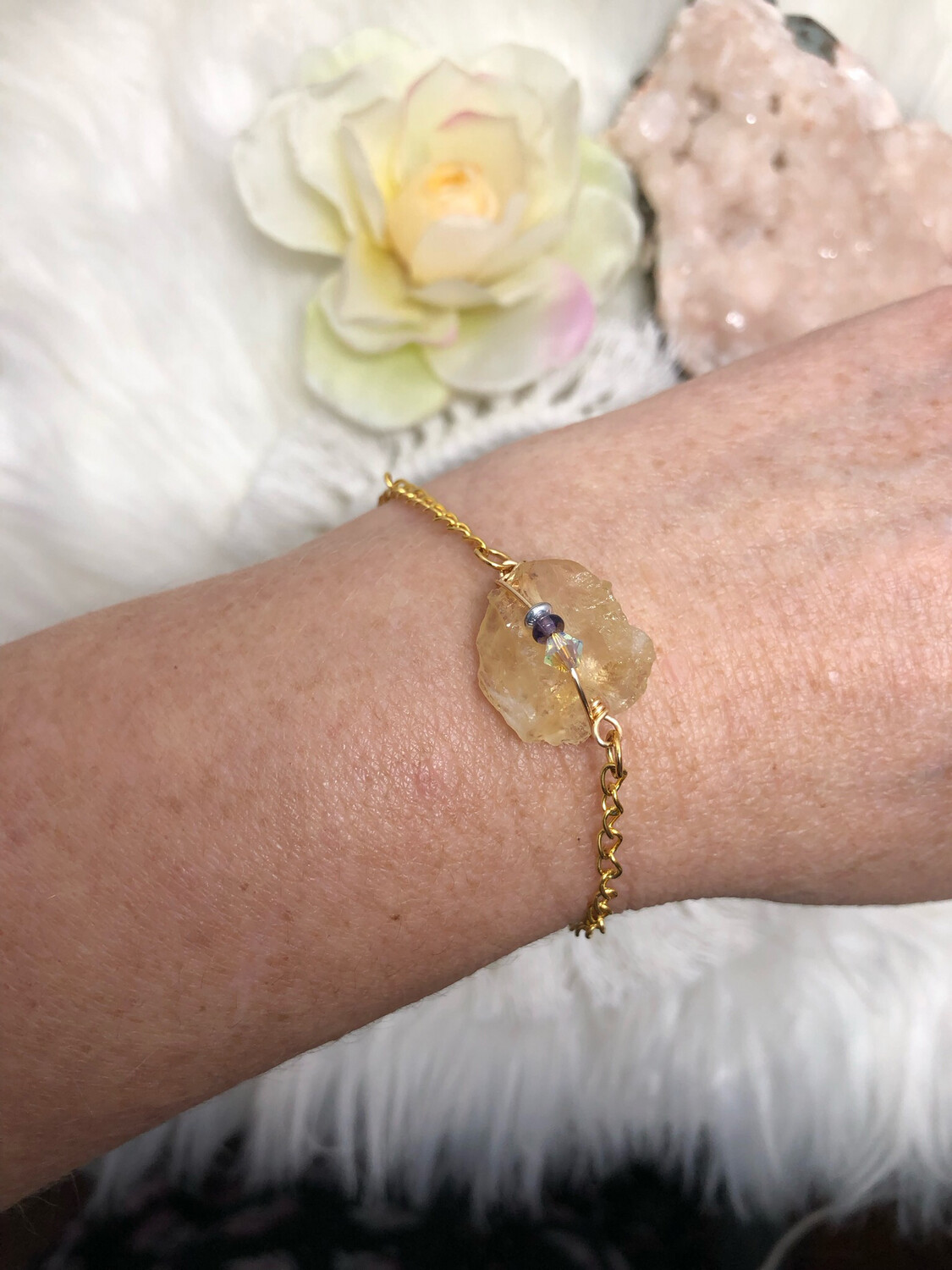 CITRINE (Raw) - Gemstone Adjustable Bracelet - 7&quot; length