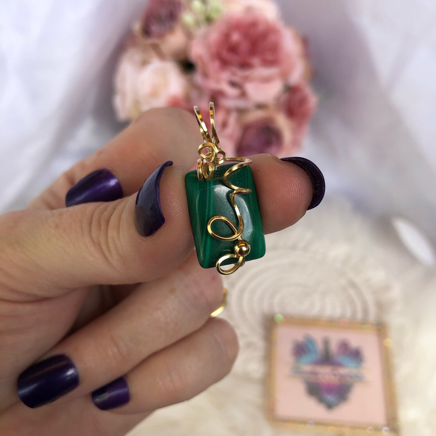 MALACHITE - 14k Gold Filled - Gemstone Crystal Therapy Pendant