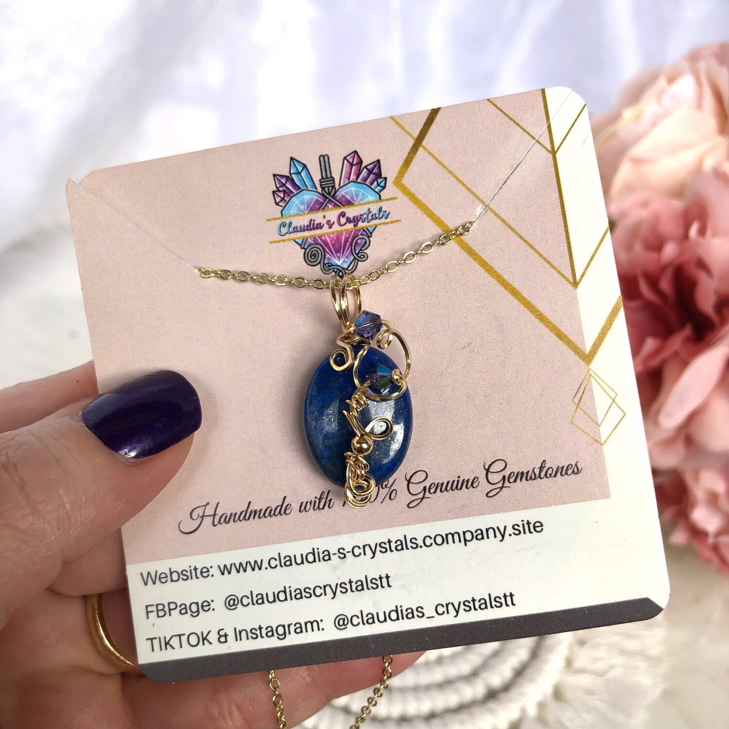 LAPIS LAZULI - Crystal Therapy Pendant - 14k Gold Filled