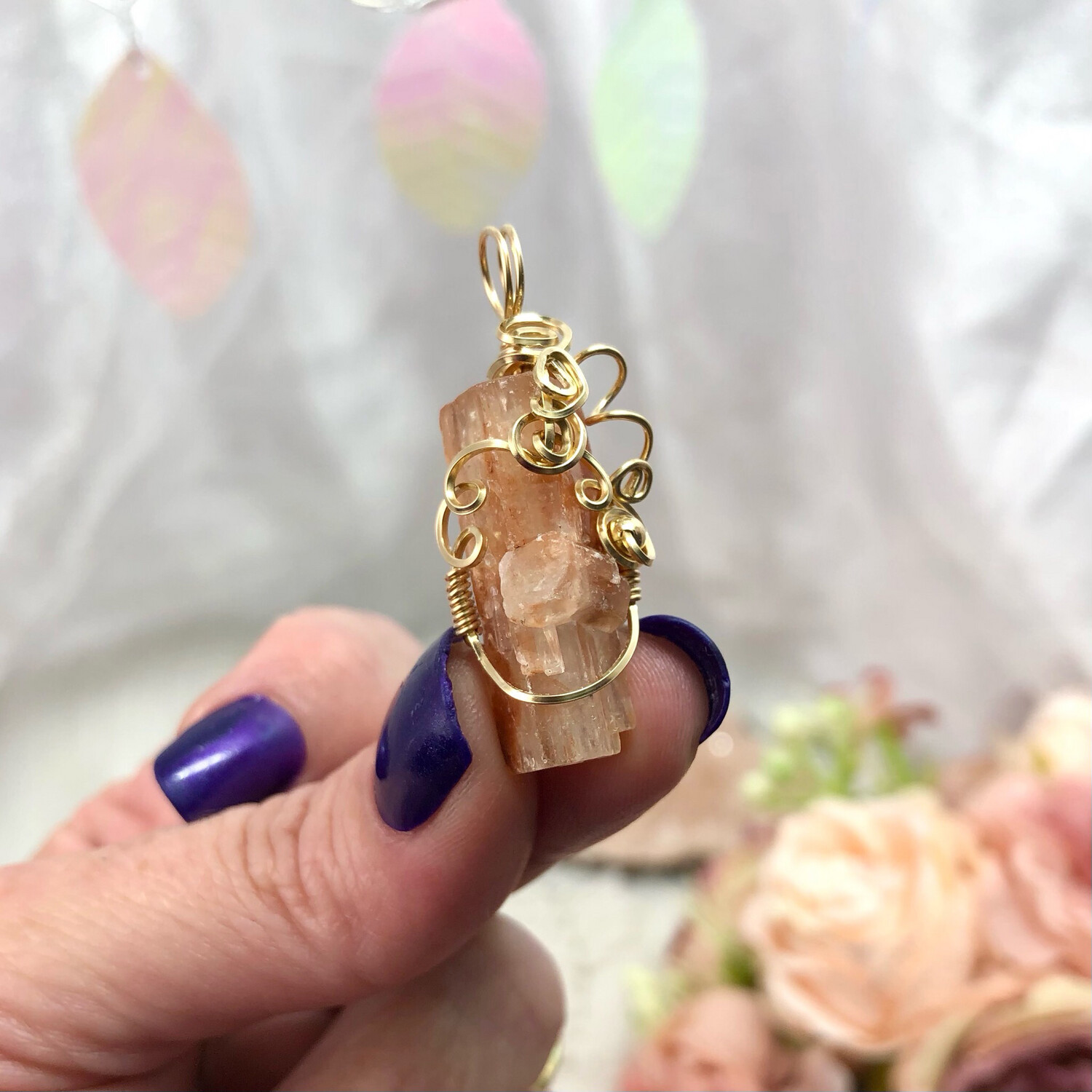 RED ARAGONITE (Raw) - 14k Gold Filled Pendant