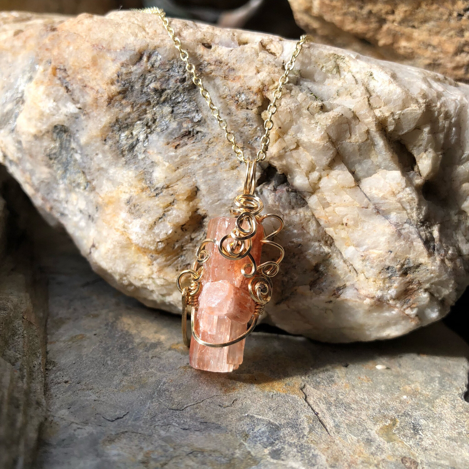 RED ARAGONITE (Raw) - 14k Gold Filled Pendant