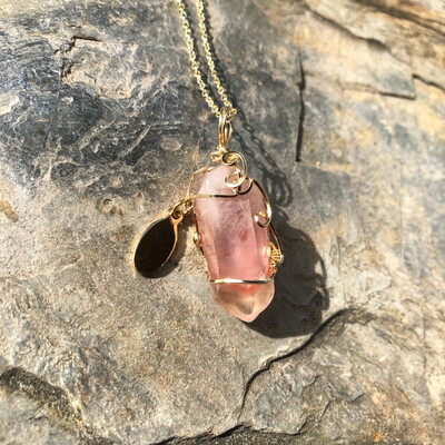RED PHANTOM QUARTZ - 14k Gold Filled - Gemstone Crystal Therapy Pendant