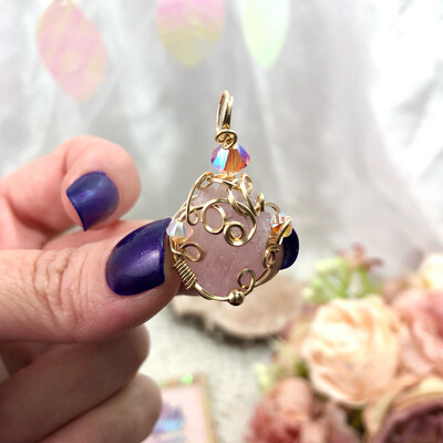 RAW PINK KUNZITE - 14k Gold Filled Pendant - Love, Healing, Soothing, Peace