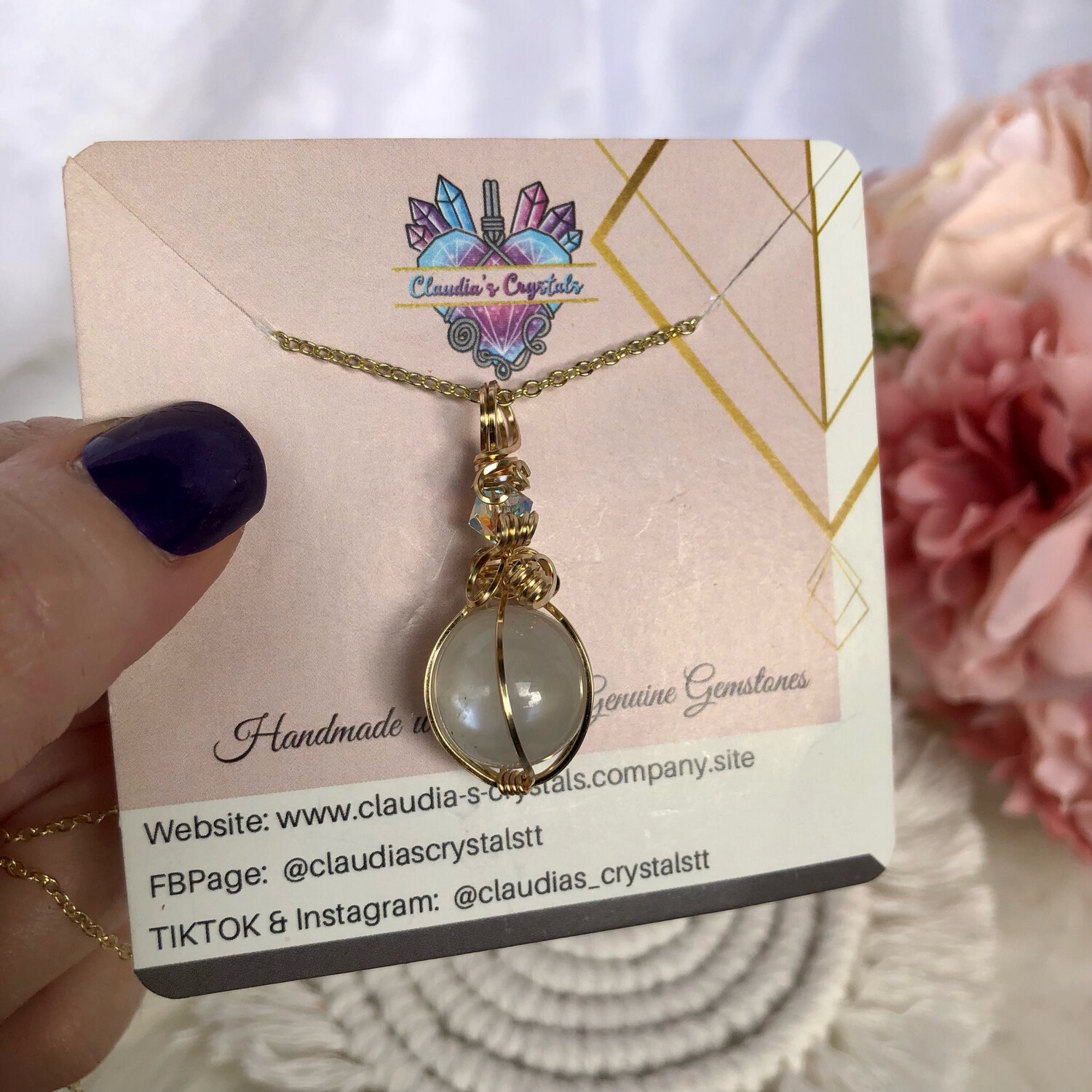 RAINBOW MOONSTONE SPHERE - 14k Gold Filled Pendant - Intuition, Psychic Abilities, Balancing, Love, Harmony