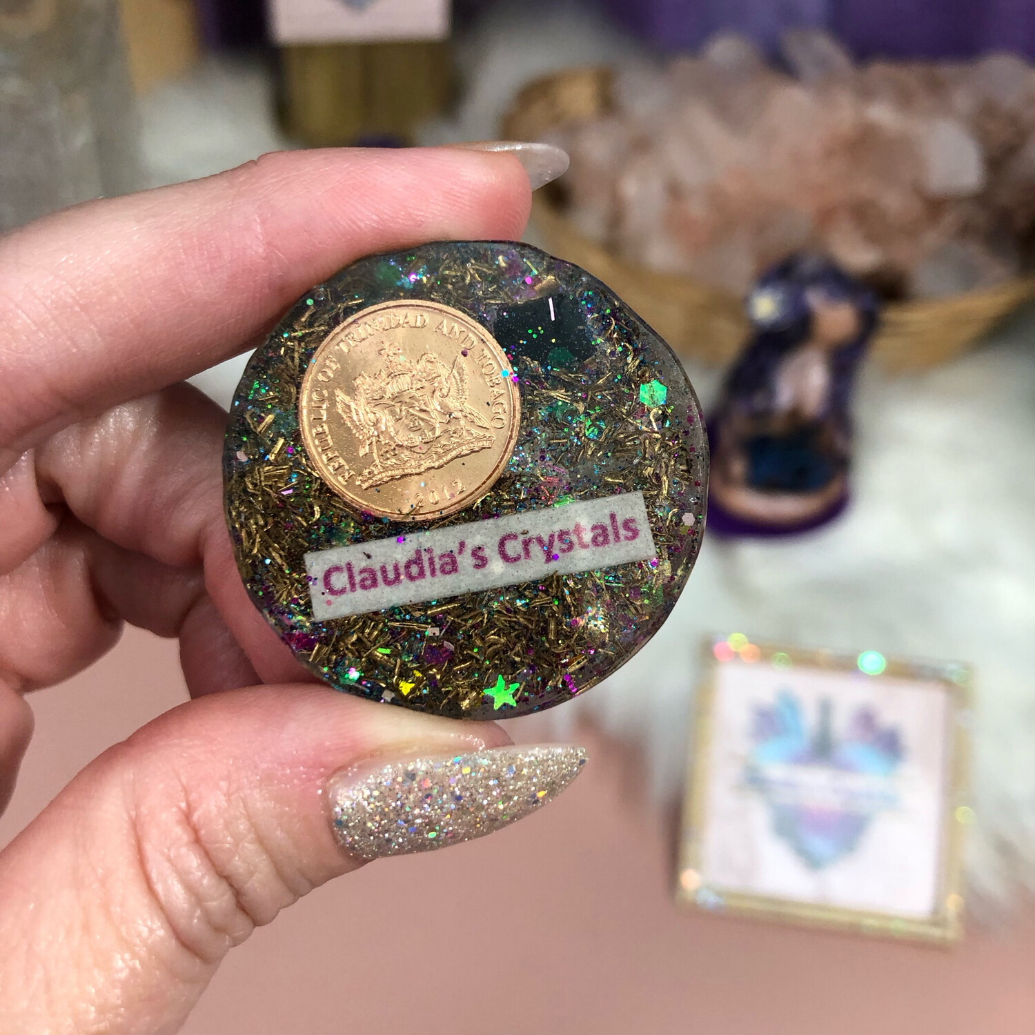 POCKET ORGONITE - Energy Filter - Raw Pink &amp; Green Kunzite