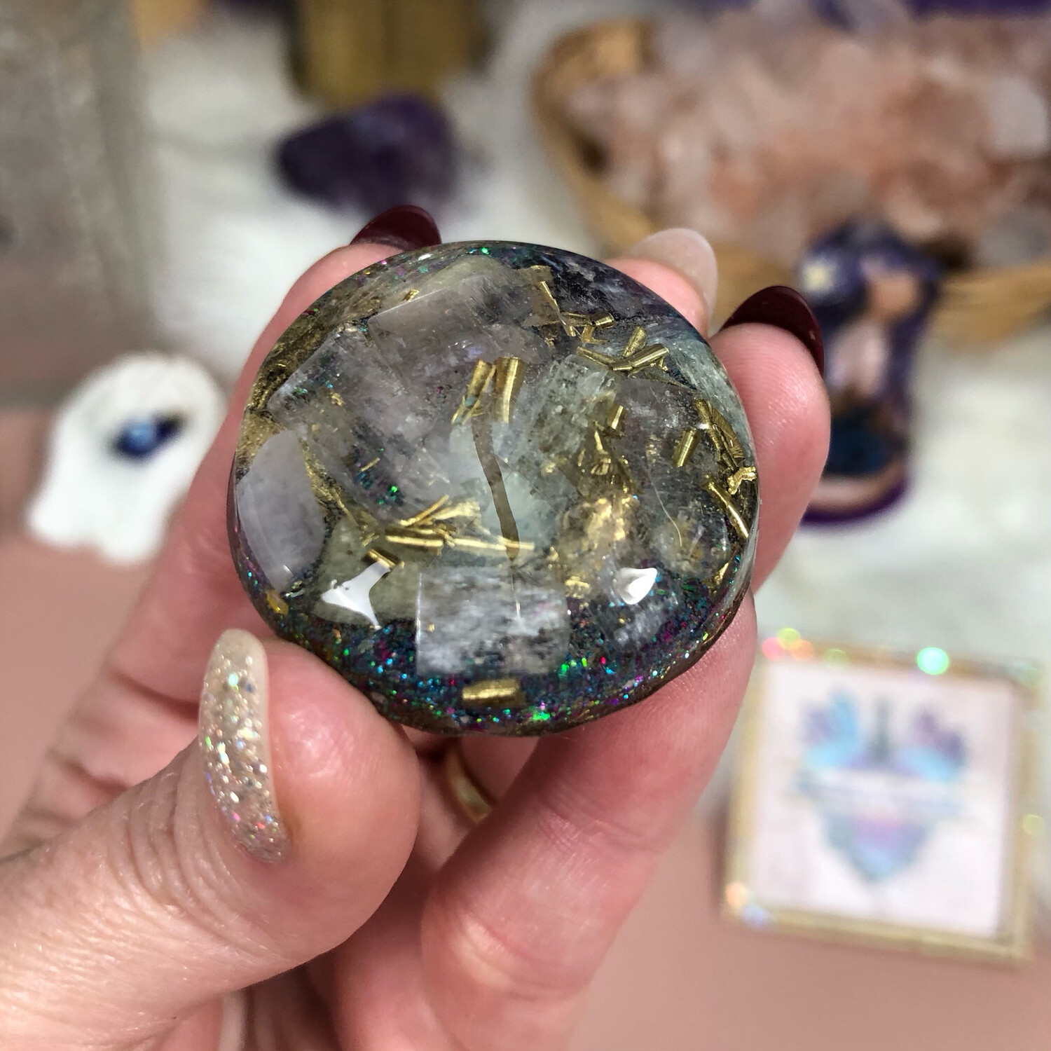 POCKET ORGONITE - Energy Filter - Raw Pink &amp; Green Kunzite
