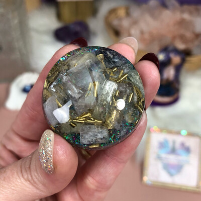 POCKET ORGONITE - Energy Filter - Raw Pink &amp; Green Kunzite