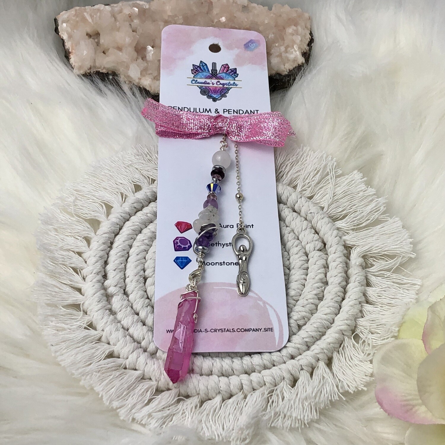PENDULUM &amp; PENDANT - Rose Aura Quartz Point